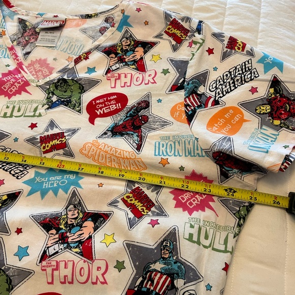 Marvel V-Neck Scrub Top, Thor, Spiderman, Hulk, Captain America Size XL - Picture 6 of 14